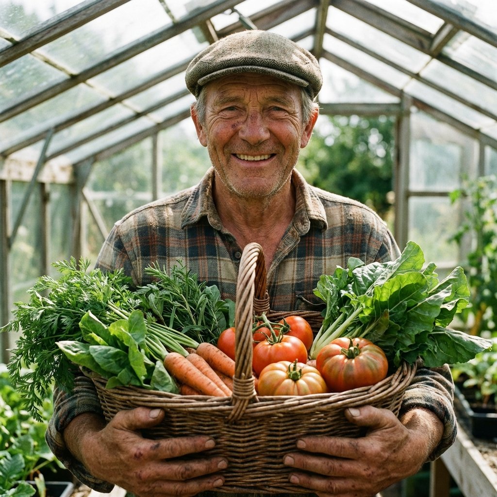 Farmer in greenhouse